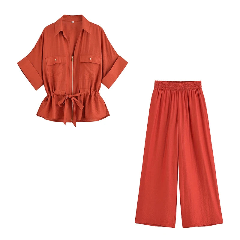 Refined Zip Top & Wide Trouser Set