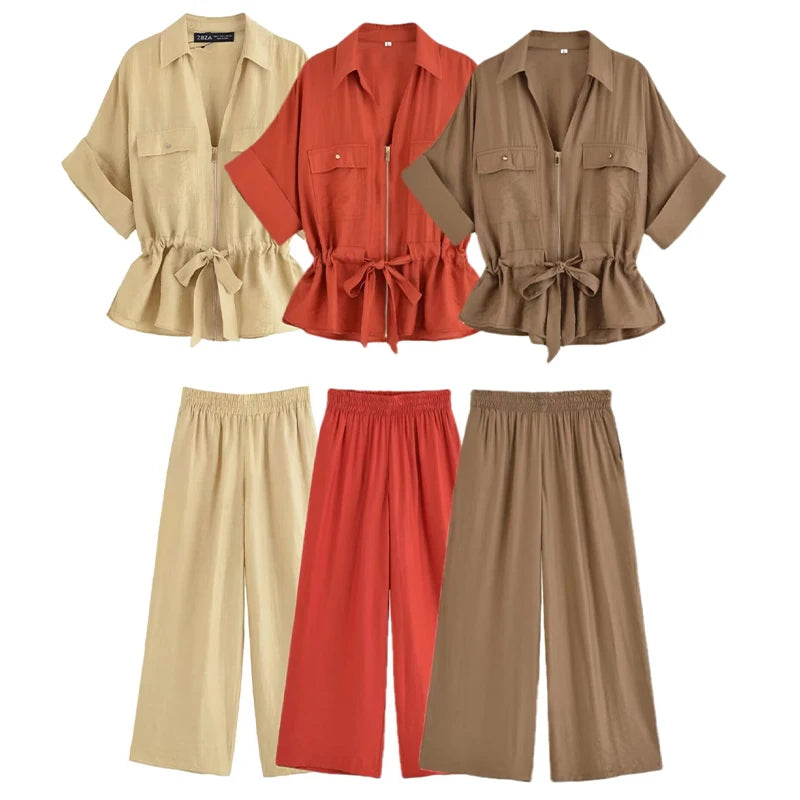 Refined Zip Top & Wide Trouser Set