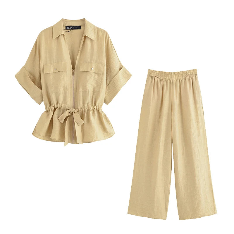 Refined Zip Top & Wide Trouser Set